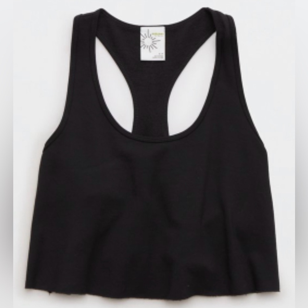 OFFLINE By Aerie OTT Crop Tank Top Shirt - Black - Large